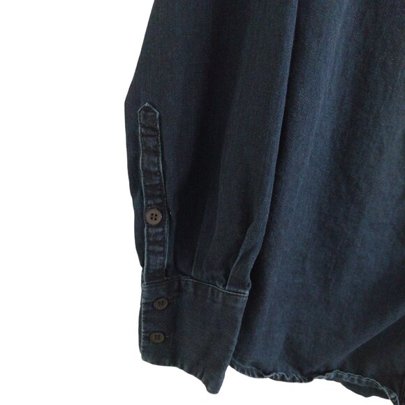 & Other Stories Denim Button Down Ruffle Shirt Top Like New Size 6 Dark Wash - Picture 4 of 9